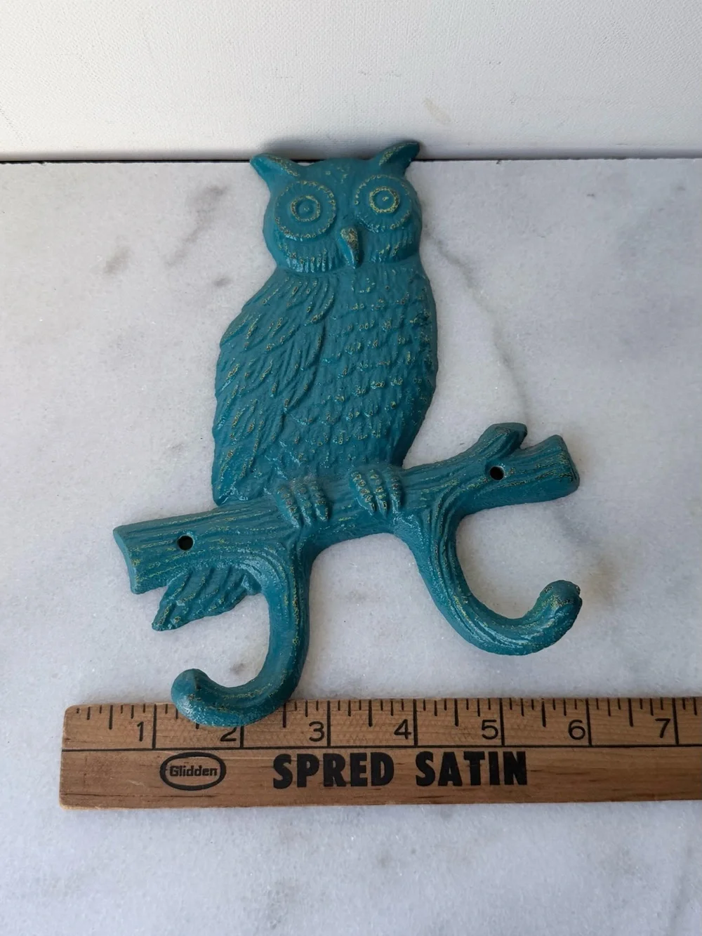 Teal Owl Wall Hook | Decorative Cast Iron Coat Hook